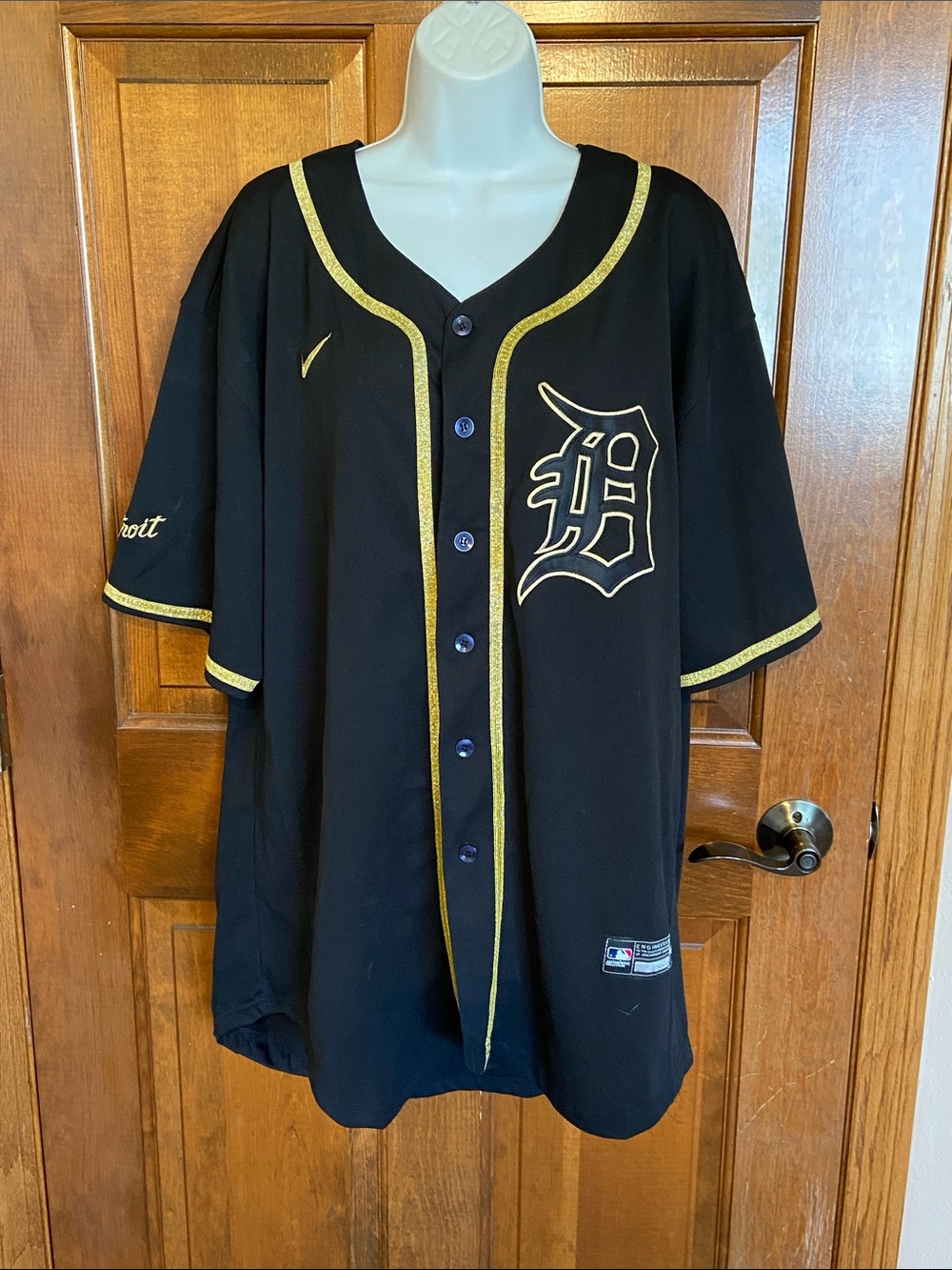 Detroit Tigers Nike MLB  "Golden Edition" Motor Gothic Fashion Jersey Size 52